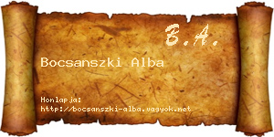 Bocsanszki Alba névjegykártya